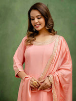 Amazing Peach Color Viscose Fabric Designer Suit