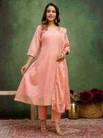 Amazing Peach Color Viscose Fabric Designer Suit