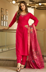 Dazzling Red Color Viscose Fabric Casual Suit
