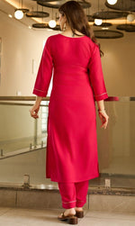 Dazzling Red Color Viscose Fabric Casual Suit