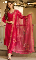 Dazzling Red Color Viscose Fabric Casual Suit