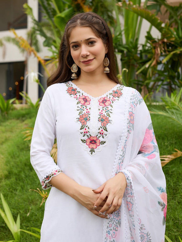Dazzling White Color Viscose Fabric Casual Suit