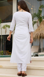 Dazzling White Color Viscose Fabric Casual Suit