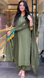 Dazzling Grey Color Chanderi Fabric Casual Suit
