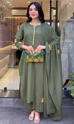 Dazzling Grey Color Chanderi Fabric Casual Suit