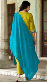 Dazzling Green Color Viscose  Fabric Casual Suit