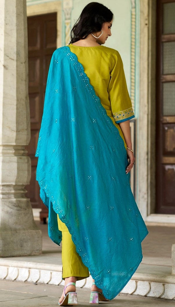 Dazzling Green Color Viscose  Fabric Casual Suit