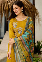 Dazzling Mustard Color Silk Fabric Casual Suit