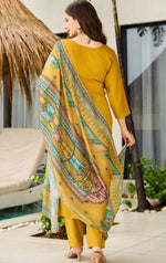 Dazzling Mustard Color Silk Fabric Casual Suit
