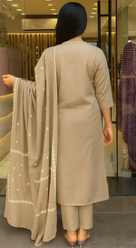 Dazzling Beige Color Cotton Fabric Casual Suit