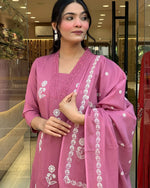 Dazzling Pink Color Cotton Fabric Casual Suit