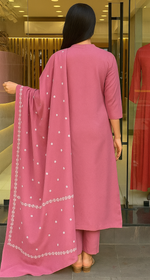 Dazzling Pink Color Cotton Fabric Casual Suit