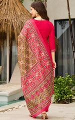 Dazzling Red Color Silk Fabric Casual Suit