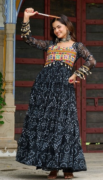 Dazzling Black Color Georgette Fabric Gown