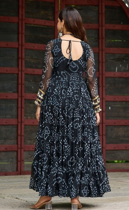 Dazzling Black Color Georgette Fabric Gown