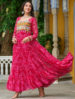 Dazzling Pink Color Georgette Fabric Gown