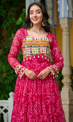 Dazzling Pink Color Georgette Fabric Gown