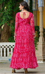 Dazzling Pink Color Georgette Fabric Gown