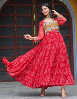 Dazzling Red Color Georgette Fabric Gown