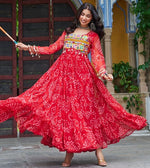 Dazzling Red Color Georgette Fabric Gown