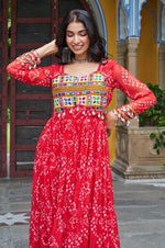 Dazzling Red Color Georgette Fabric Gown