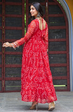 Dazzling Red Color Georgette Fabric Gown