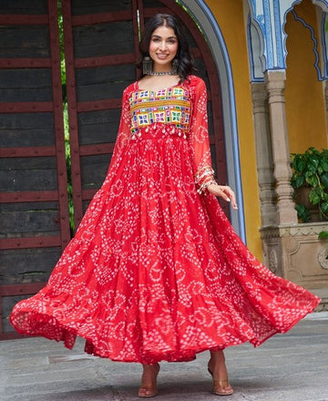 Dazzling Red Color Georgette Fabric Gown