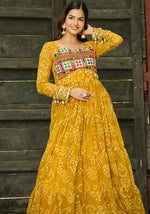 Dazzling Yellow Color Georgette Fabric Gown