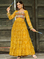 Dazzling Yellow Color Georgette Fabric Gown