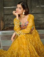 Dazzling Yellow Color Georgette Fabric Gown