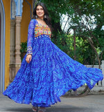 Dazzling Blue Color Georgette Fabric Gown