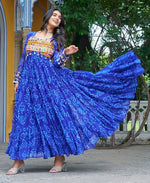 Dazzling Blue Color Georgette Fabric Gown