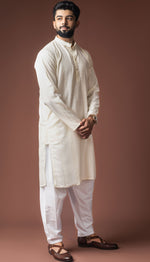 Fabulous White Color Rayon Fabric Kurta Pajama