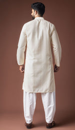 Fabulous White Color Rayon Fabric Kurta Pajama