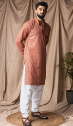 Fabulous Orange Color Rayon Fabric Kurta Pajama