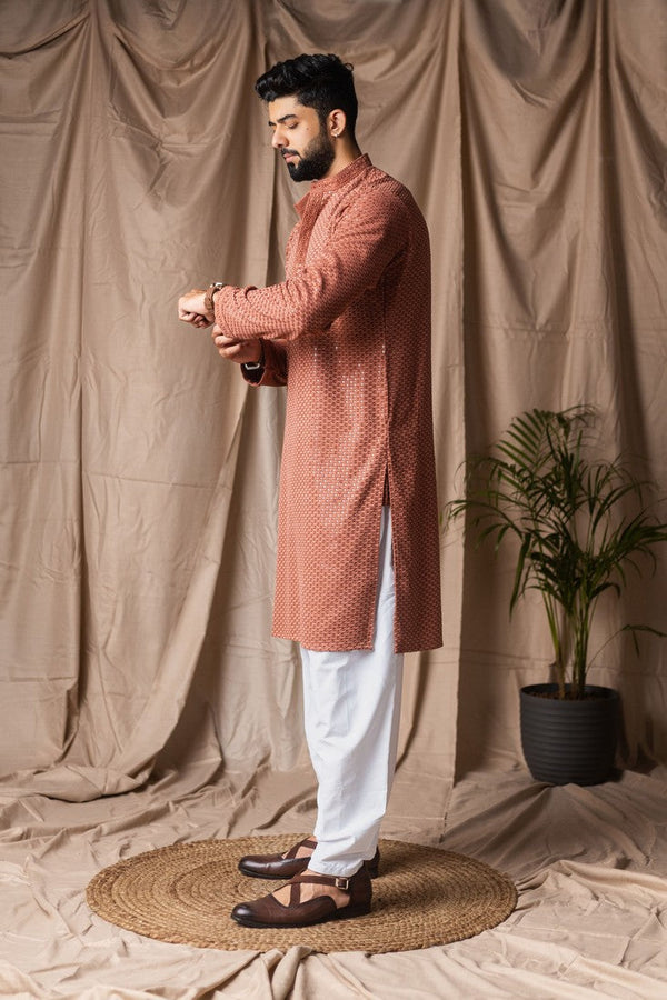 Fabulous Orange Color Rayon Fabric Kurta Pajama