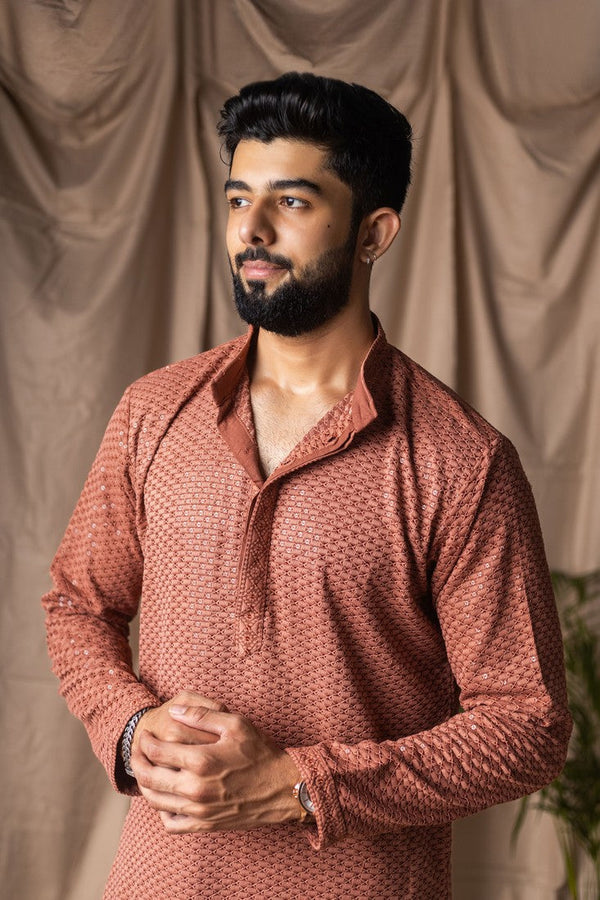 Fabulous Orange Color Rayon Fabric Kurta Pajama