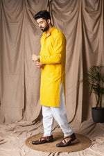 Fabulous Yellow Color Rayon Fabric Kurta Pajama