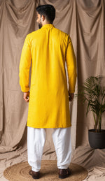 Fabulous Yellow Color Rayon Fabric Kurta Pajama