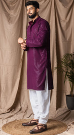 Fabulous Wine Color Rayon Fabric Kurta Pajama