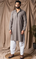 Fabulous Grey Color Rayon Fabric Kurta Pajama