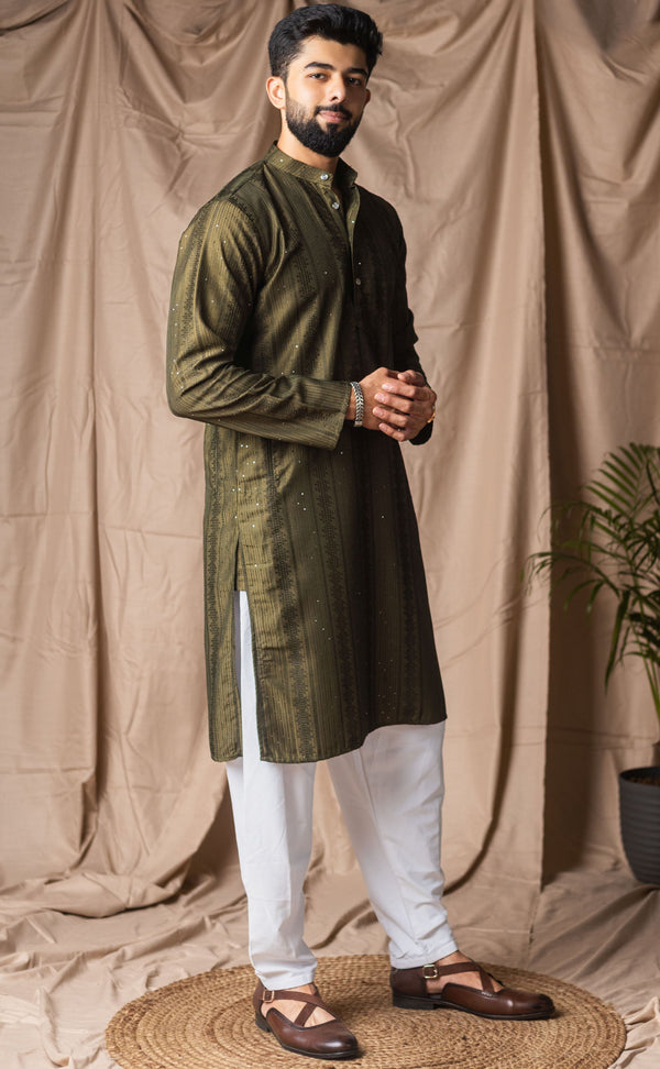 Fabulous Green Color Rayon Fabric Kurta Pajama