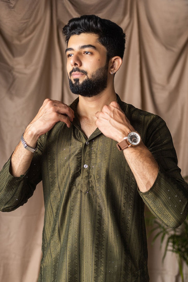 Fabulous Green Color Rayon Fabric Kurta Pajama