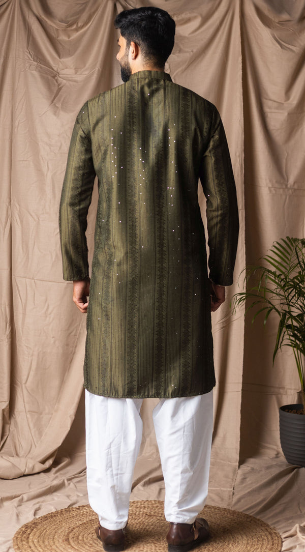 Fabulous Green Color Rayon Fabric Kurta Pajama