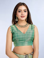 Ideal Green Color Cotton Fabric Casual Saree