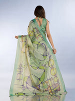 Ideal Green Color Cotton Fabric Casual Saree