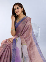 Ideal Purple Color Cotton Fabric Casual Saree