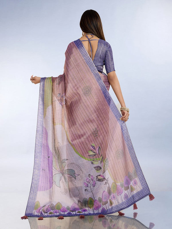 Ideal Purple Color Cotton Fabric Casual Saree