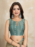 Ideal Green Color Cotton Fabric Casual Saree