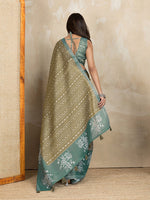Ideal Green Color Cotton Fabric Casual Saree